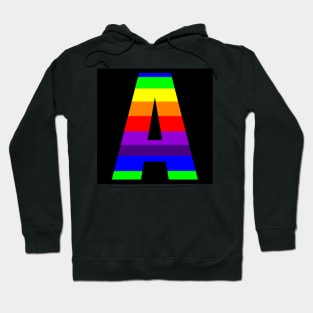 The Letter A in Rainbow Stripes Hoodie